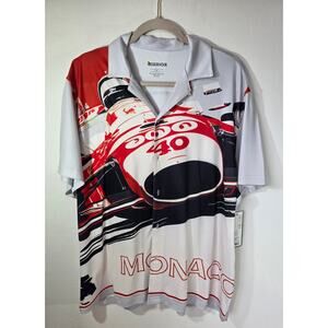 Reservoir Monaco Racing Graphic Performance Button Up Shirt Size Small NWT